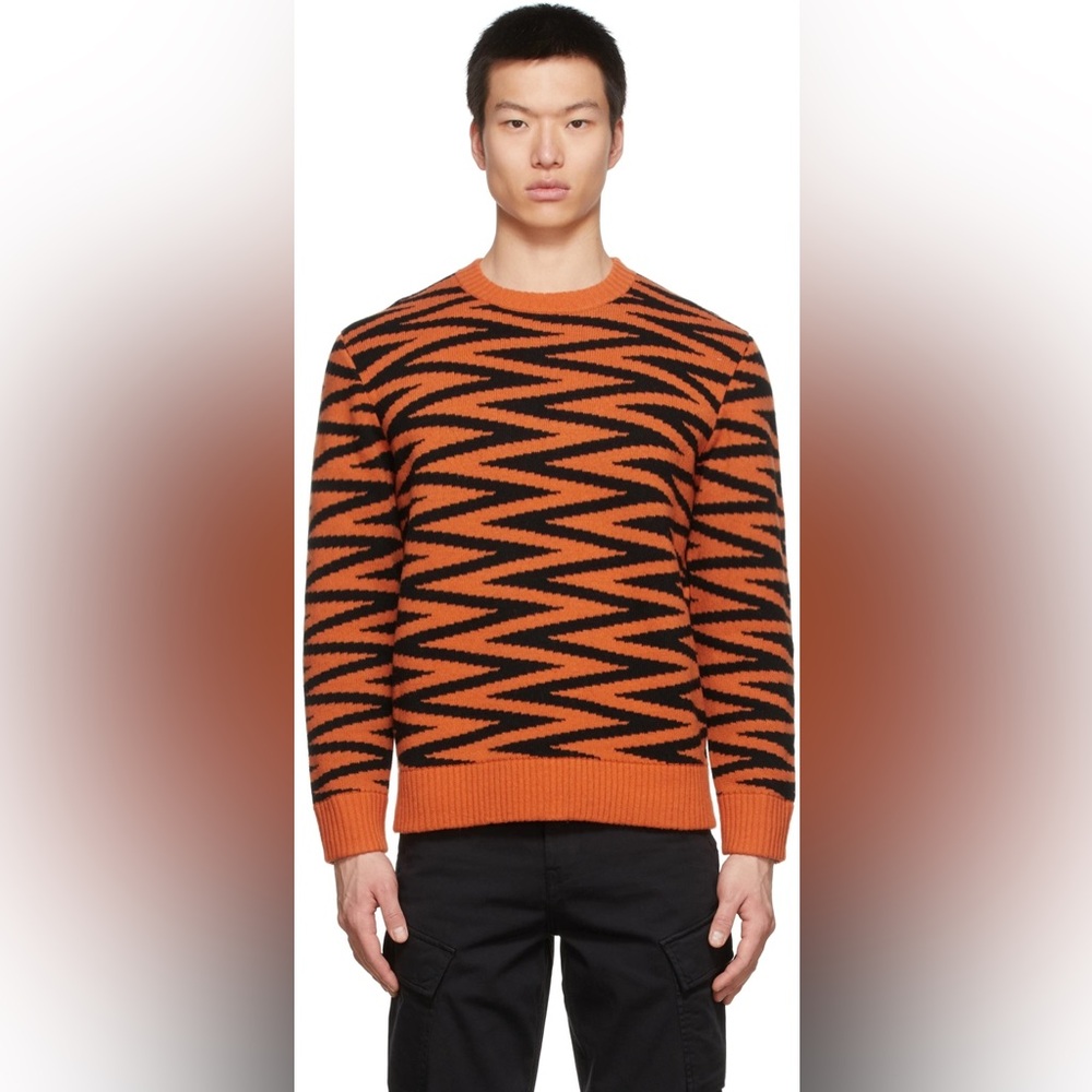 Levi's Vintage Orange & Black Zig Zag Wool Crewneck Sweater 🐅